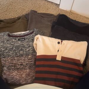 Banana Republic Men's Cream & Olive Long Sleeve Shirt Pack